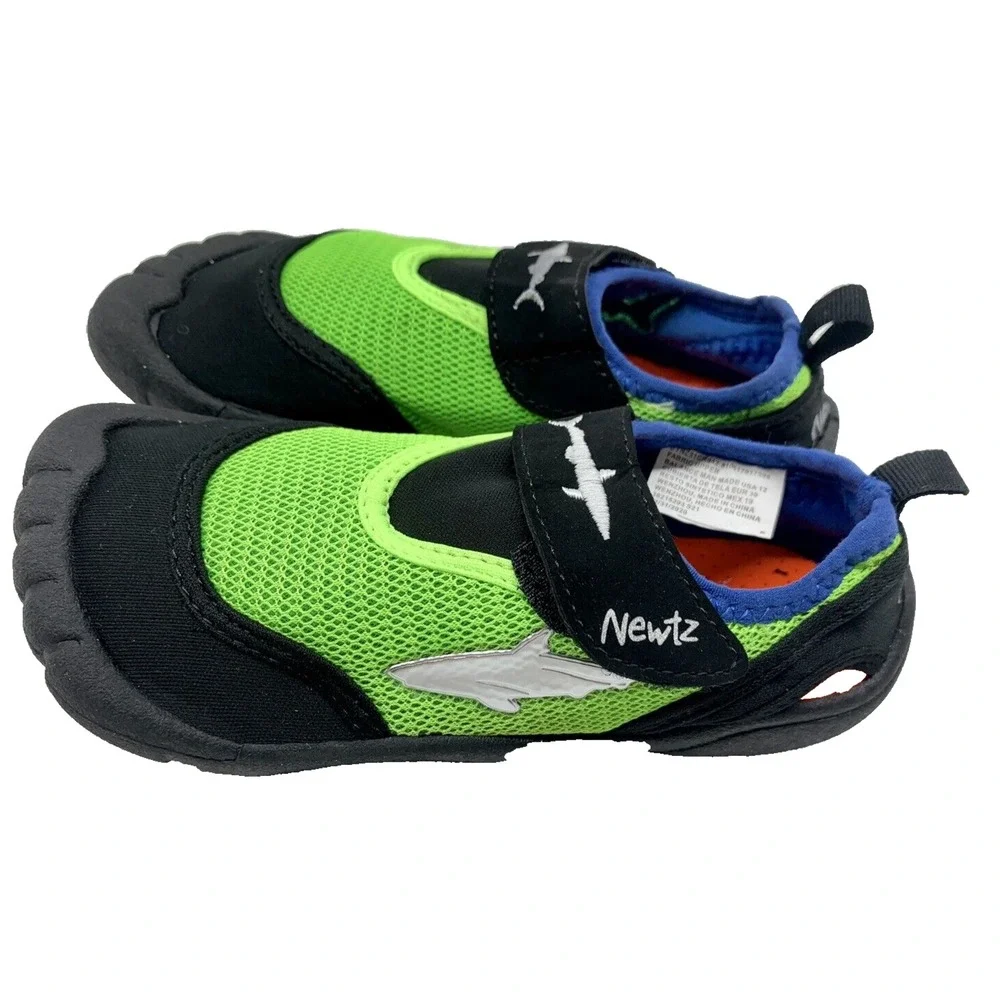 Newtz Water Shoes Size 12 Green Neon‎ Kids Youth Toddler Shark